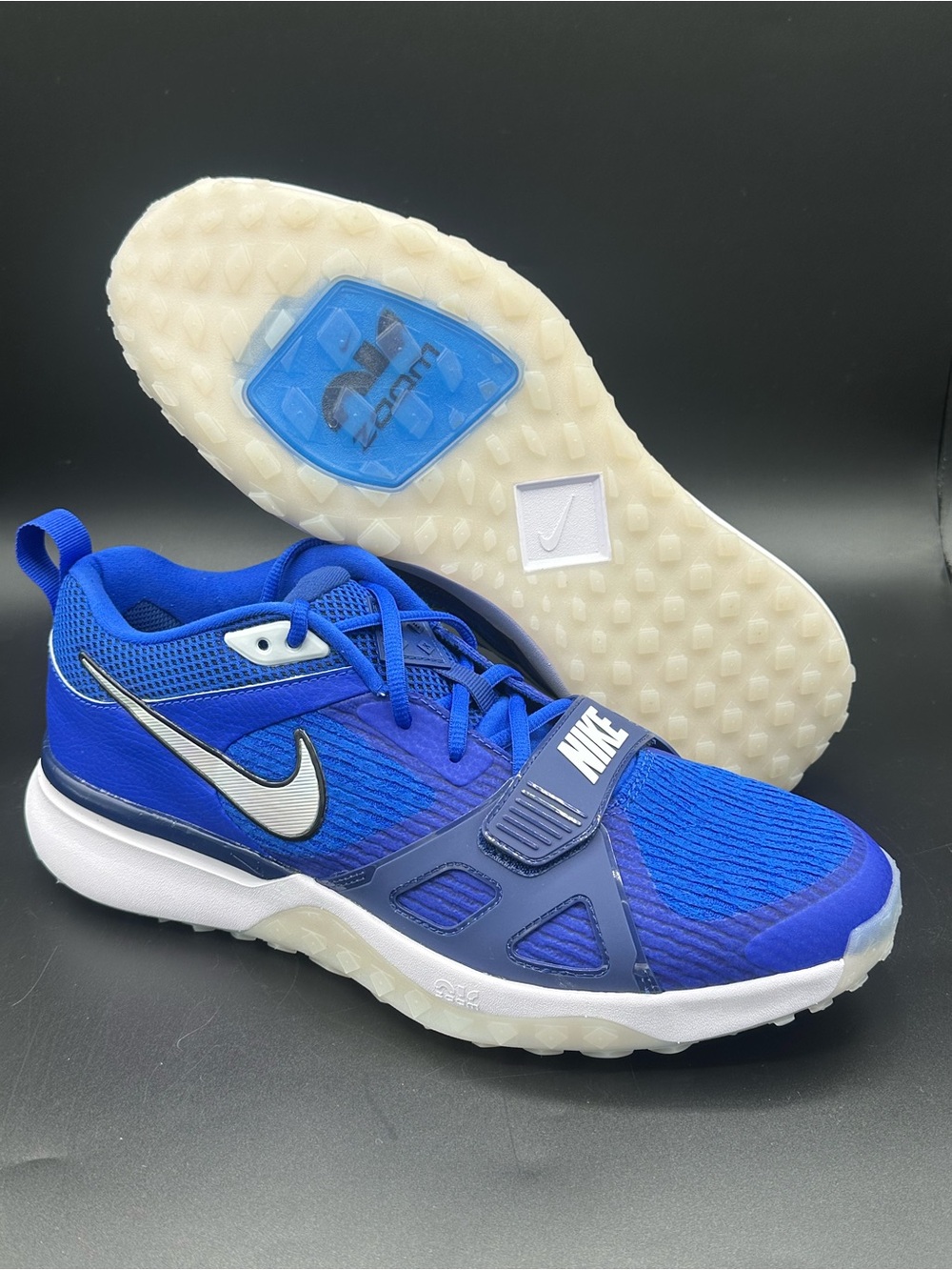Nike Air Zoom Diamond Elite Turf Baseball Shoes Size 12 Blue White Fn7226-401